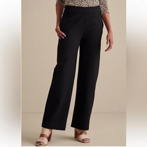 Soft Surroundings Soft Essential Ponte Wide Leg Pants Womens Large Black Classic